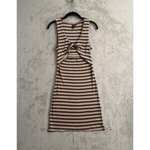 Volcom Lil Knit Twist Striped Dress Size S Cut Out Beachy Resort Lounge Casual